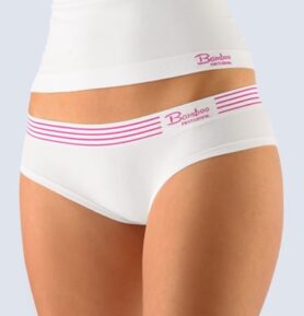 Dámské kalhotky francouzské GINA Bamboo 04024P bílá purpurová L/XL