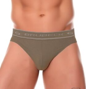 Pánské slipy BE00290A Cotton BRUBECK oliva M