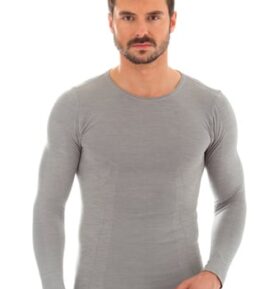 Pánské tričko Merino LS11600 BRUBECK šedá světlá XL