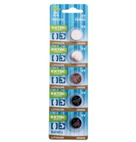 Baterie alkalická, 1 ks, 3V D (CR1632), Extol 42052