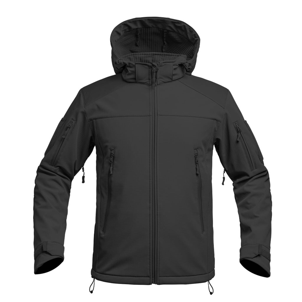 Bunda FIGHTER V2 softshell s kapucí ČERNÁ vel. XL