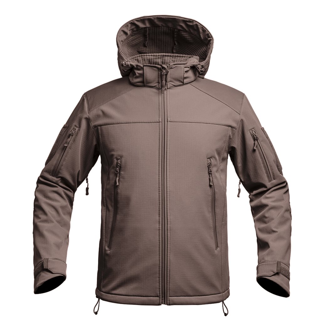 Bunda FIGHTER V2 softshell s kapucí HNĚDÁ vel. XXL