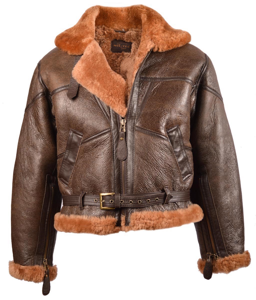 Bunda kožená UK BOMBER RAF s límcem HNĚDÁ vel. S