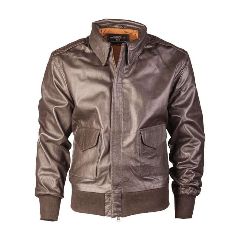 Bunda kožená US A2 s límcem HNĚDÁ vel. 3XL
