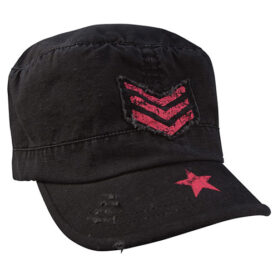 ROTHCO čepice dámská PINK STRIPES, STAR A RIBBON rip-stop ČERNÁ