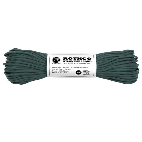 ROTHCO šňůra PARACORD nylon 550LB ø 4 mm / 30 m TMAVĚ ZELENÁ