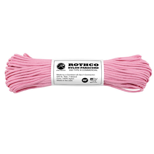 ROTHCO šňůra PARACORD nylon 550LB ø 4 mm / 30 m RŮŽOVÁ