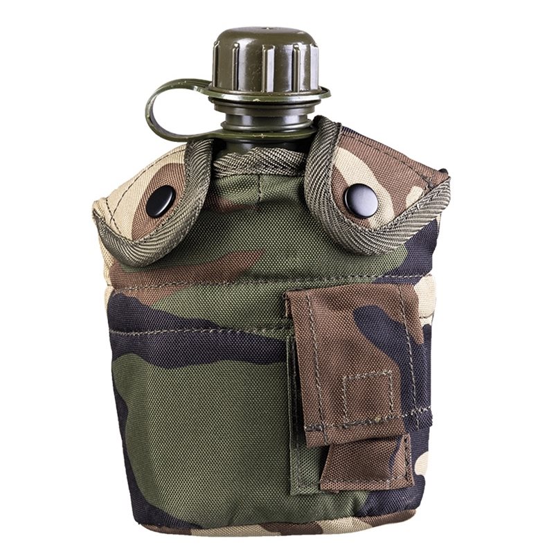 MIL-TEC láhev polní US 1l s pítkem a obalem WOODLAND