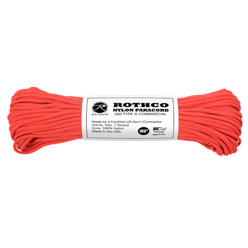 ROTHCO šňůra PARACORD nylon 550LB ø 4 mm / 30 m ČERVENÁ