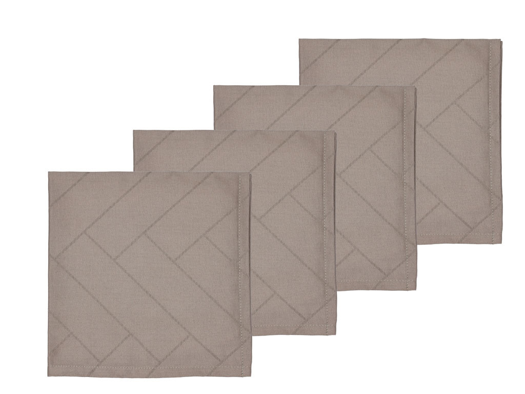 Södahl Kuchyňské ubrousky Tiles Damask Taupe (sada 4 ks)