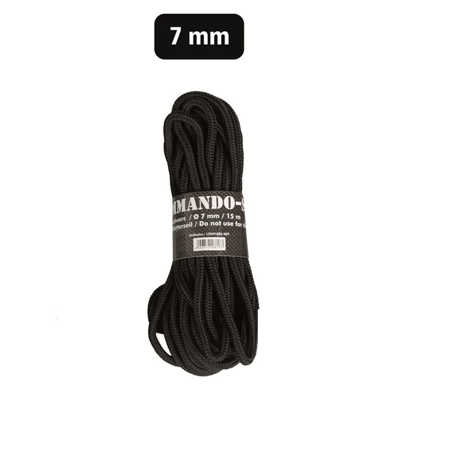 MIL-TEC šňůra COMMANDO pomocná ø 7 mm / 15 m ČERNÁ