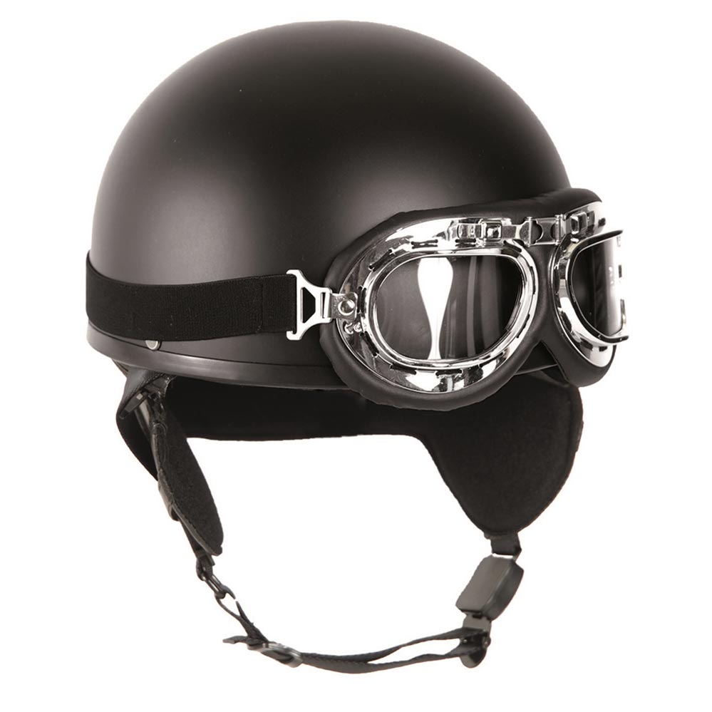 Helma motocyklová RETRO včetně brýlí ČERNÁ vel. L