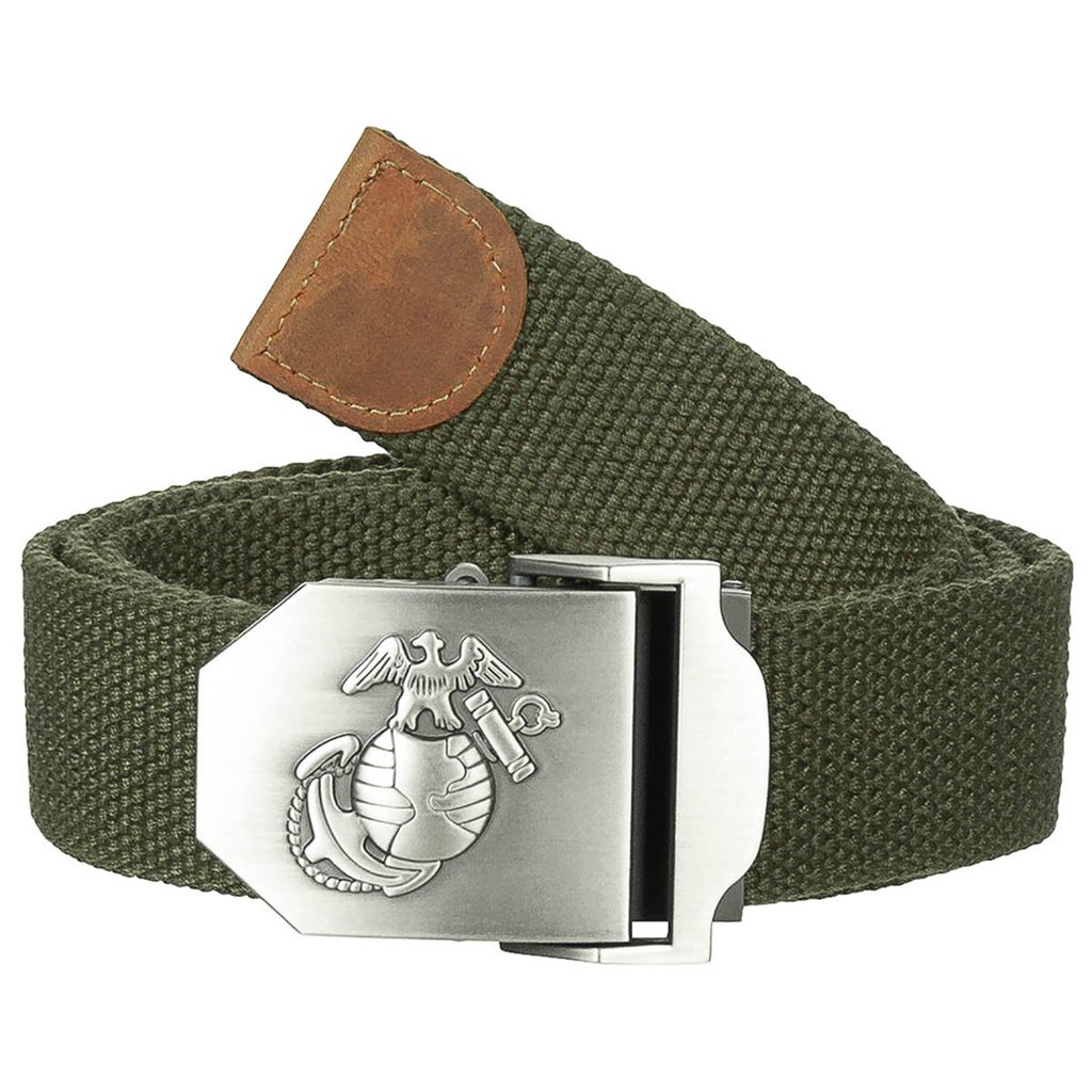 MFH opasek 4cm se stříbrnou sponou USMC ZELENÝ