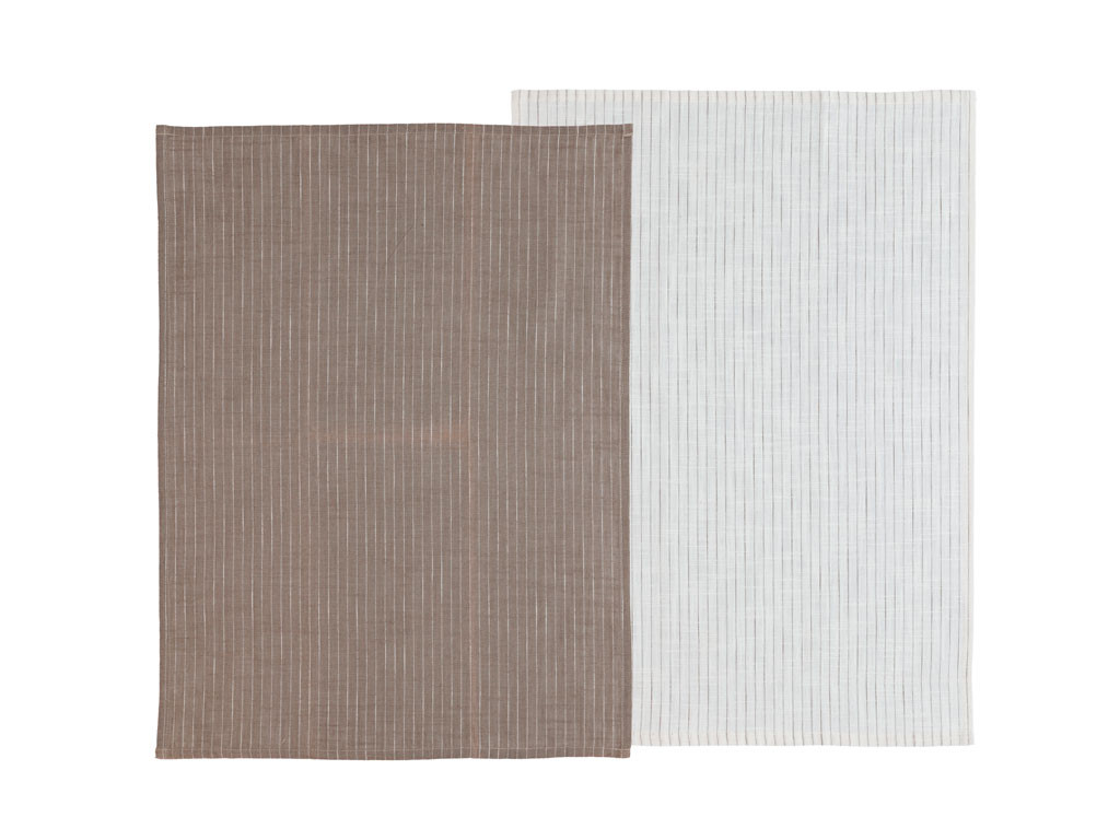Södahl Kuchyňská utěrka 50x70 Taupe/White (sada 2 ks)