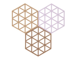 Zone Denmark Sada silikonových podložek pod horké Triangles (3 ks) Light Terracotta/Lupine/Almond