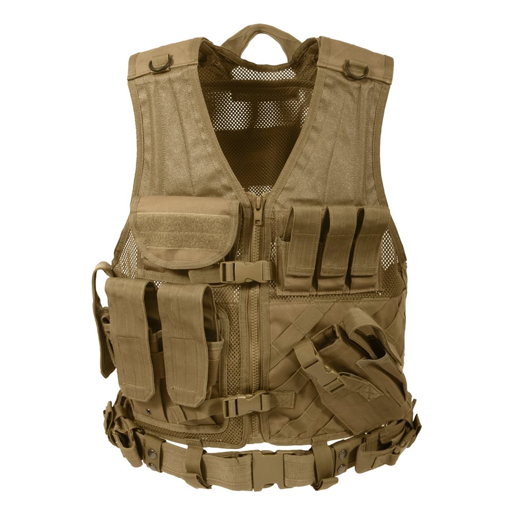 ROTHCO vesta taktická CROSS DRAW MOLLE COYOTE BROWN nadměrná velikost