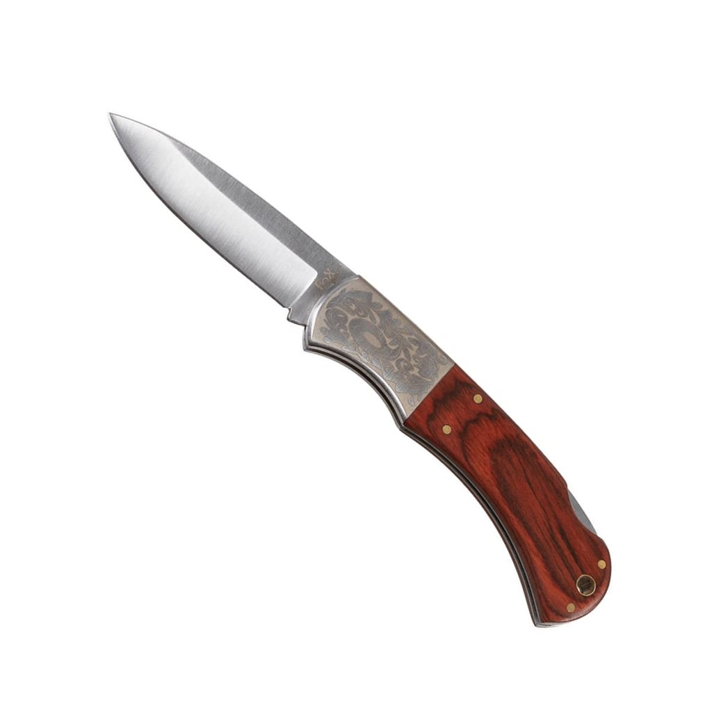 FOX Outdoor nůž zavírací dřevěná střenka dekor 21 cm HNĚDÝ