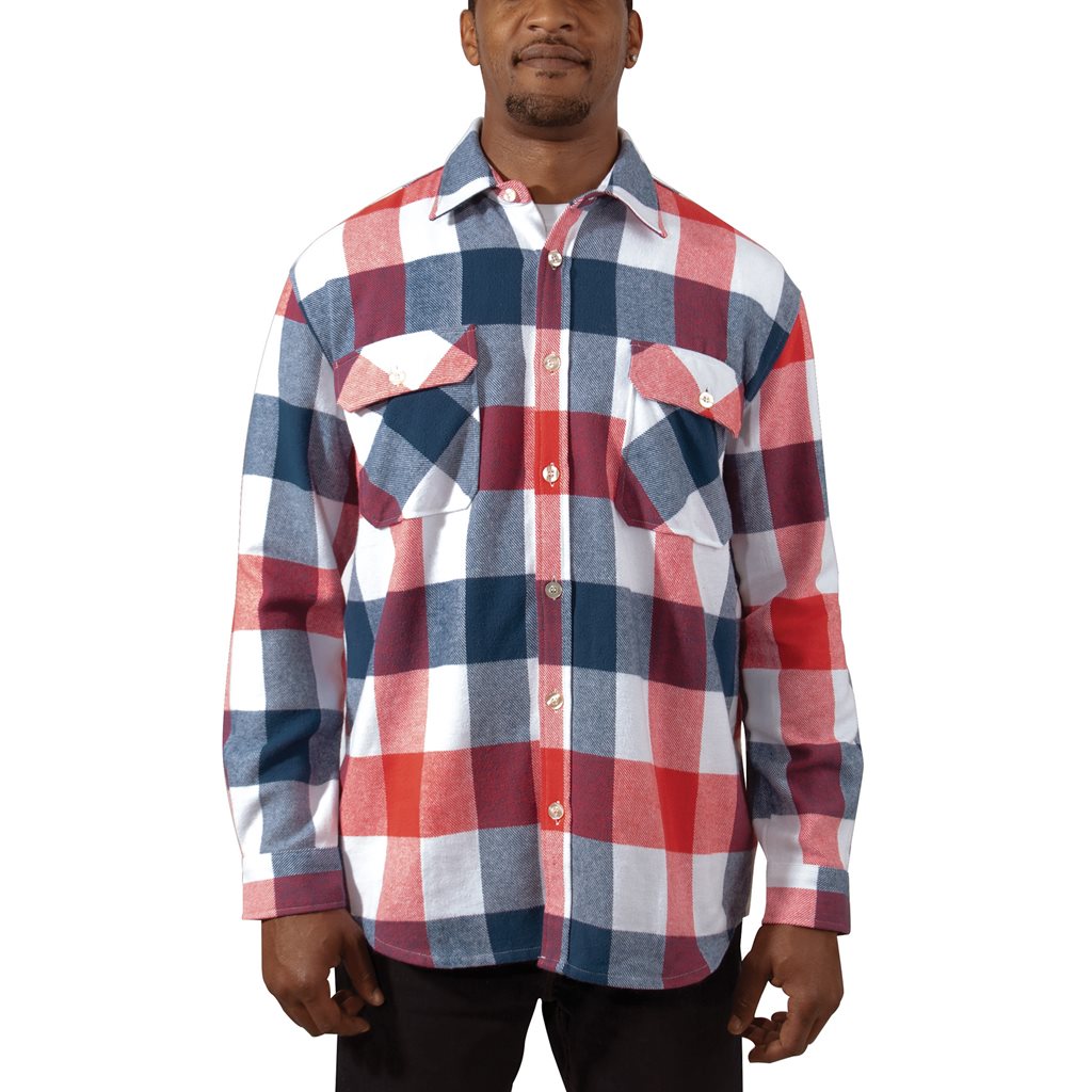 Košile dřevorubecká FLANNEL kostkovaná ČERVENO/BÍLO/MODRÁ vel. L