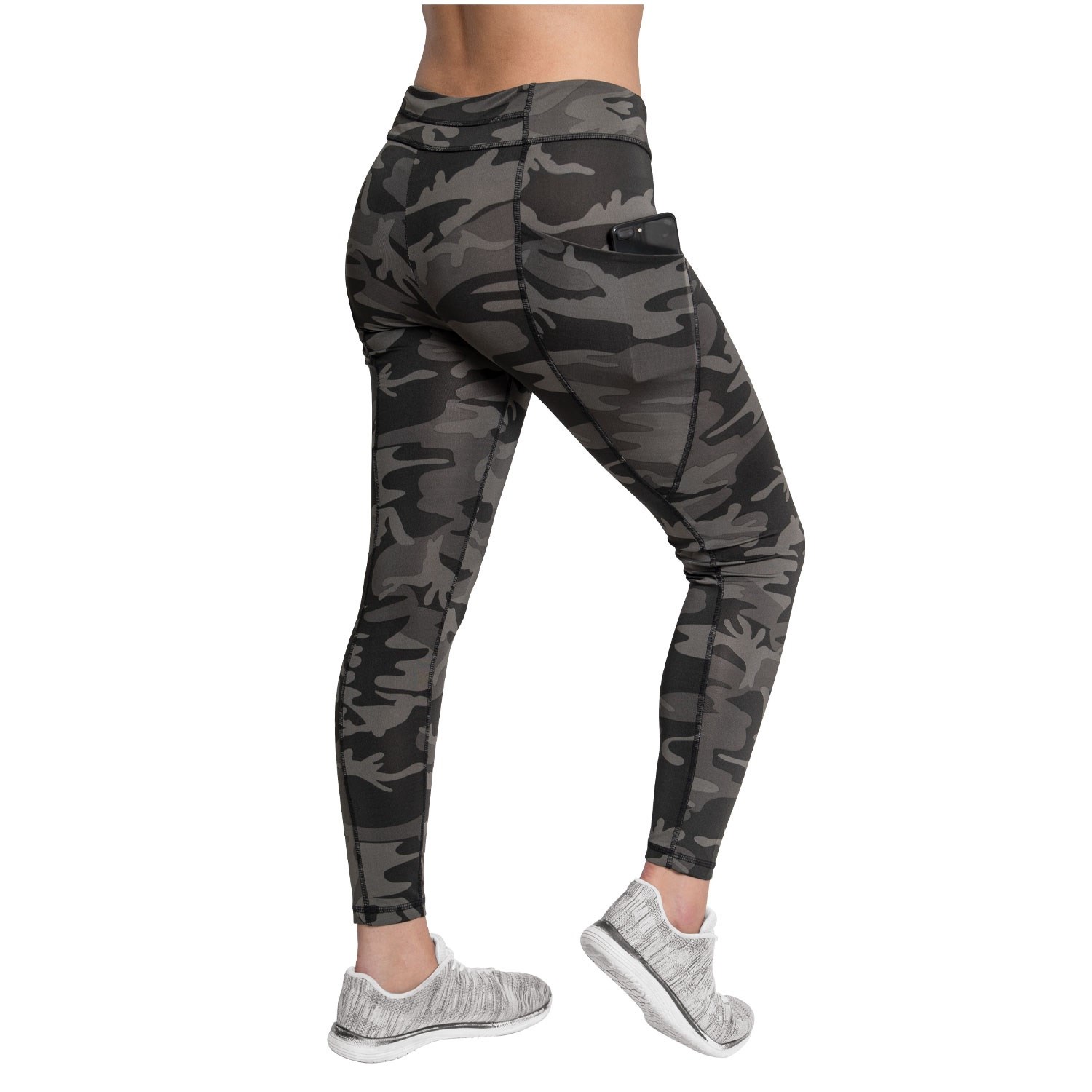 Legíny dámské WORKOUT s kapsami BLACK CAMO vel. M