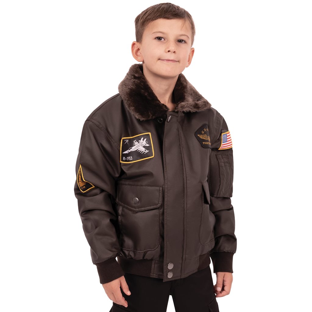 Bunda dětská WWII AVIATOR FLIGHT TMAVĚ HNĚDÁ vel. XS