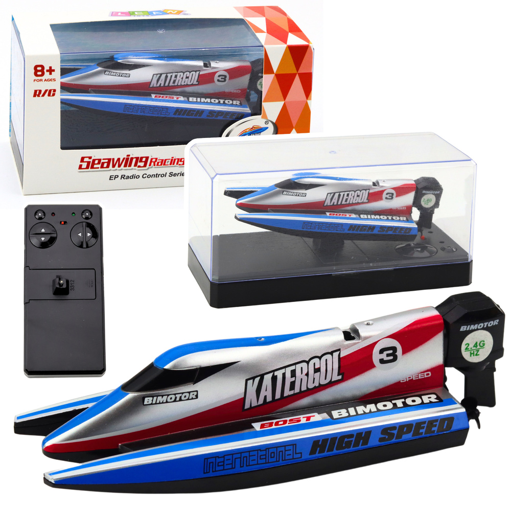 Lean Toys Motorový člun na dálkové ovládání 14cm modro-stříbrný