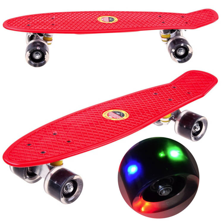 Tomido Skateboard FISZKA do 50 kg Svítící LED kola
