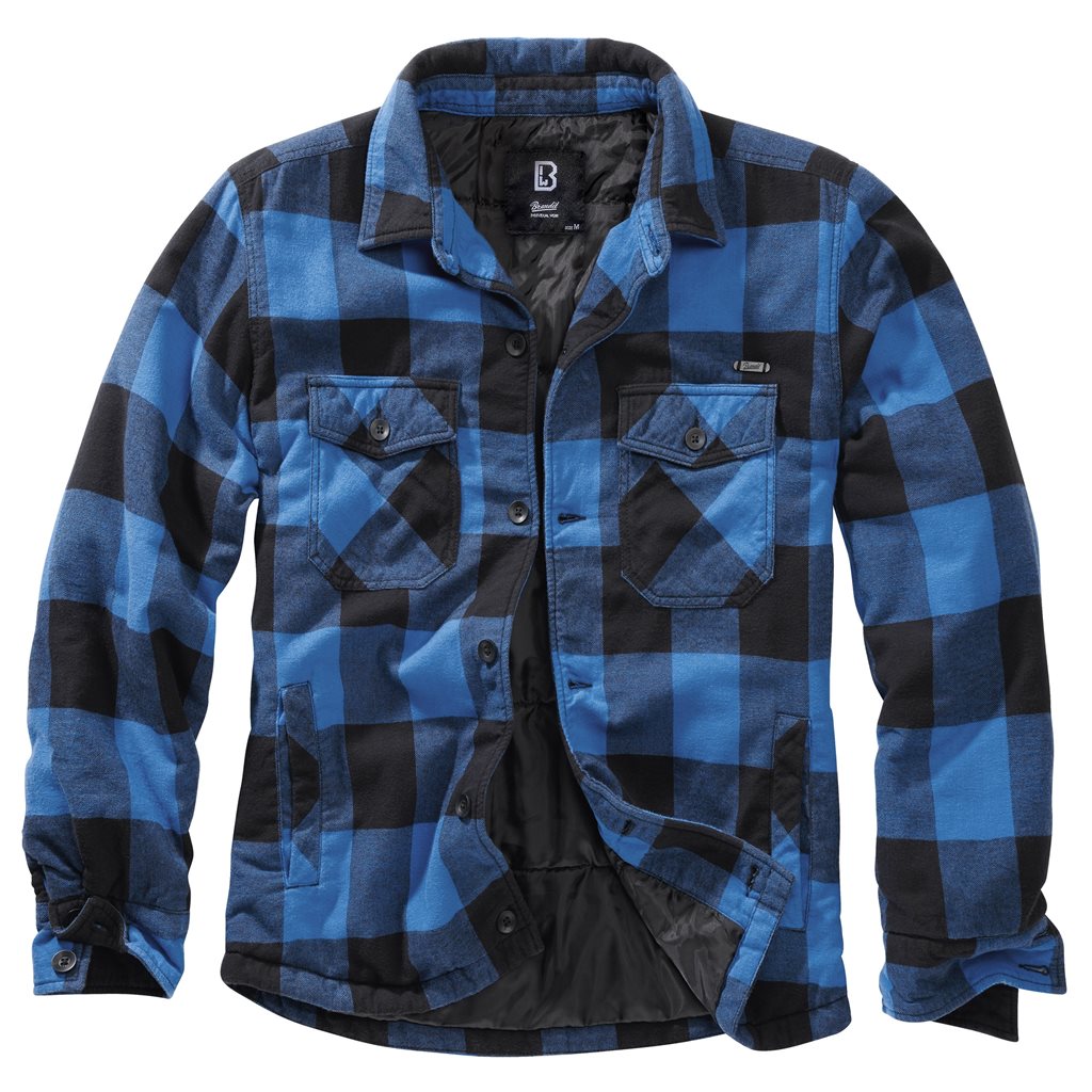 Košile LUMBERJACKET dlouhý rukáv flanel ČERNO/MODRÁ vel. S