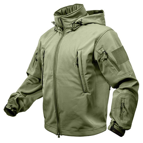 Bunda TACTICAL s kapucí softshell ZELENÁ vel. M