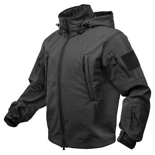 Bunda TACTICAL s kapucí softshell ČERNÁ vel. 4XL
