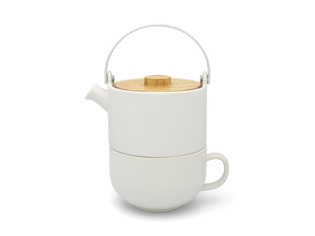 Bredemeijer Sada Umea Tea for one, bílá s bambusovým víkem (0,5l)
