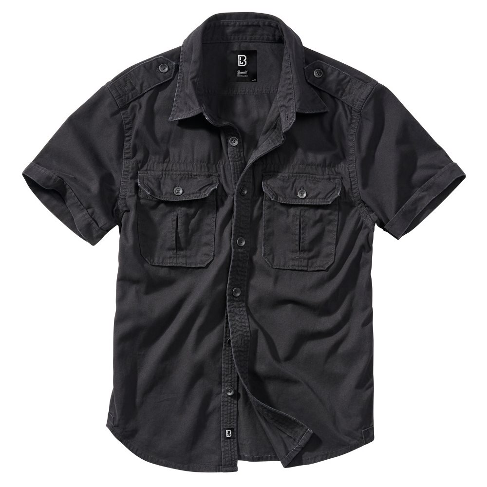 Košile styl VINTAGE krátký rukáv ČERNÁ vel. 7XL