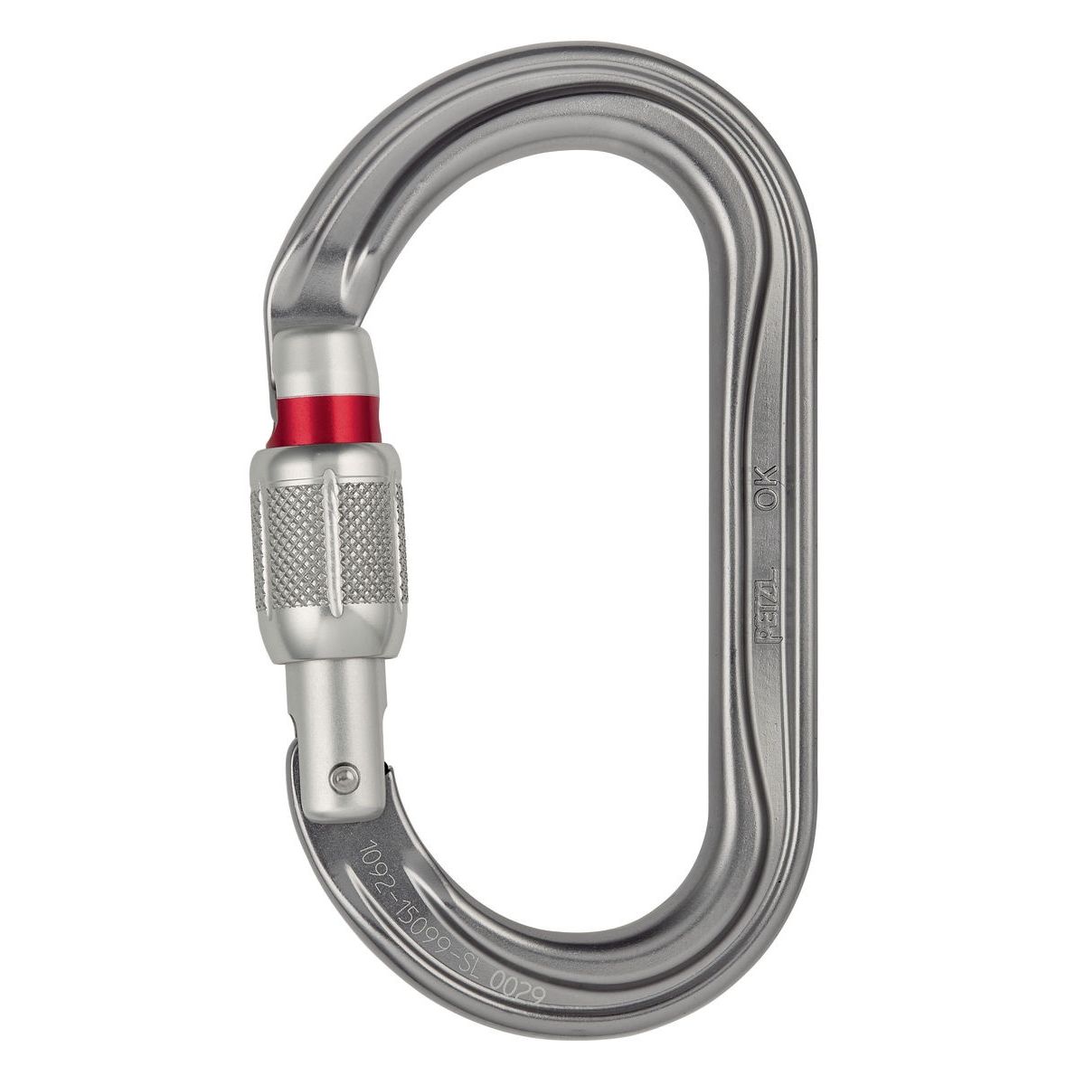 PETZL karabina OK s pojistkou SCREW-LOCK STŘÍBRNÁ