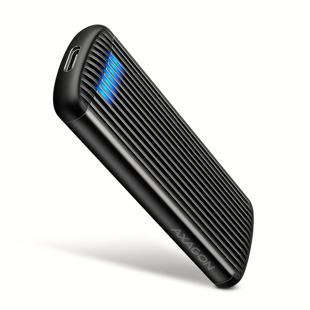 AXAGON EEM2-SC, M.2 NVMe SSD Enclosure, USB-C 10Gbps, Screwless, Ribbed Aluminum