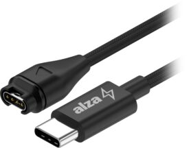 AlzaPower USB-C nabíjecí/datový kabel s opletem pro Garmin Fenix, Vívoactive, Venu, Forerunner – 1m
