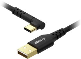AlzaPower 90AluCore USB-A to USB-C 2.0, 1m - černý