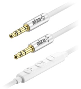 AlzaPower Alucore Audio 3.5mm Jack 4P-TRRS (M) to 3.5mm Jack (M) 1m stříbrný