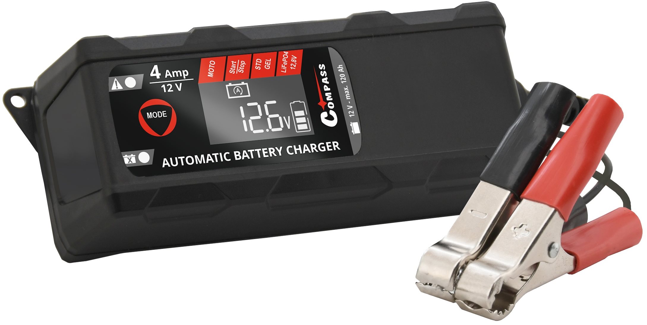 COMPASS Nabíječka mikroprocesor 4Amp 12V PB/GEL/AGM/LiFePO4 LCD display