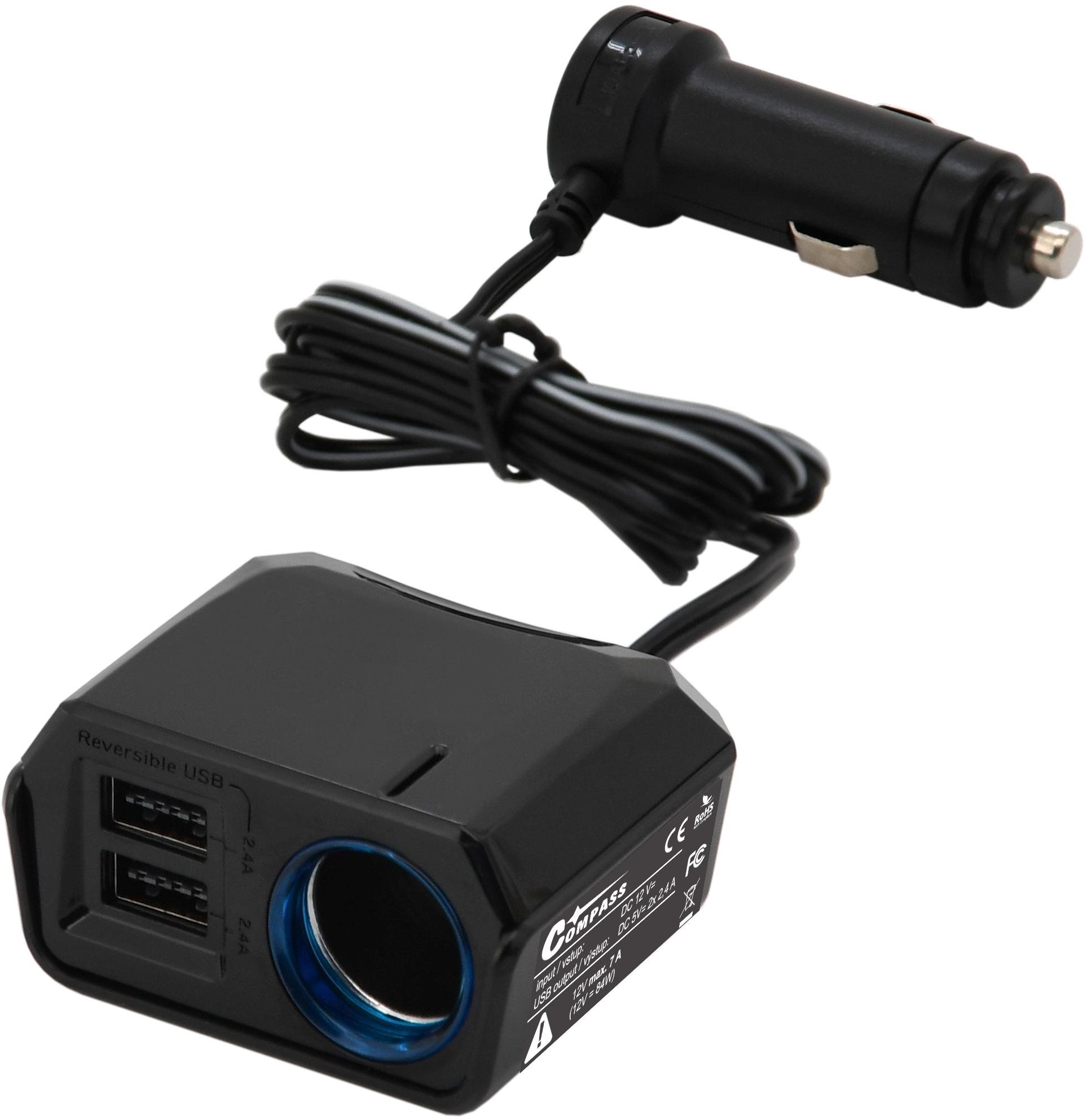 Adaptér s kabelem 12V + 2x USB 2400mA SELECT