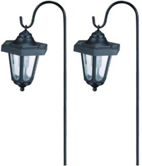 Entac 2 ks Zahradní solární světlo LED lucerna, 68 cm, černá barva, bílé světlo