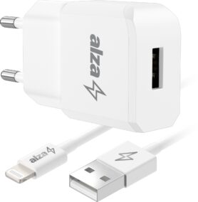 AlzaPower Compact A300 10W Bílá + Core Lightning MFi (C189) 1m bílý