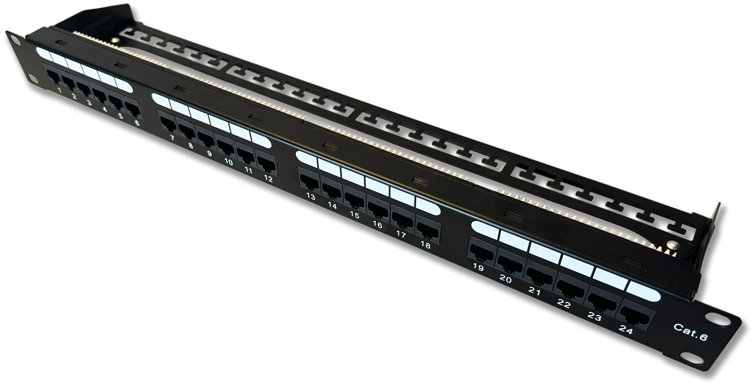 Datacom Patch panel 19" UTP 24 port CAT6 DUAL 1U BK (4x6p) VL