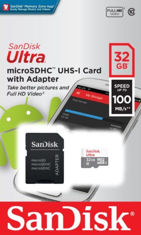 SANDISK MicroSDHC 32GB Ultra Lite + SD adaptér