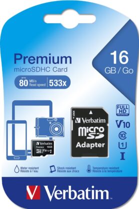 Verbatim MicroSDHC 16GB Premium + SD adaptér