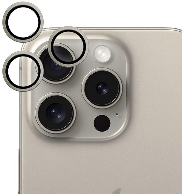 Epico hliníkové ochranné sklo na čočky fotoaparátu pro iPhone 15 Pro / 15 Pro Max - přírodní titan