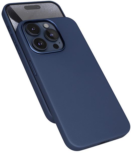 Epico Mag+ kožený kryt iPhone 15 Pro Max - modrý