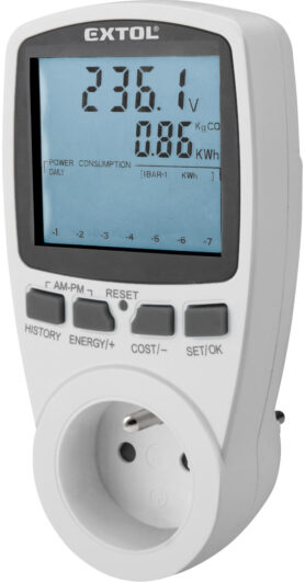 EXTOL PREMIUM měřič spotřeby el. energie - wattmetr, kW, kWh, V, A, Hz, 8831260