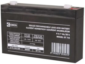 EMOS Bezúdržbový olověný akumulátor 6 V/7 Ah, faston 4,7 mm