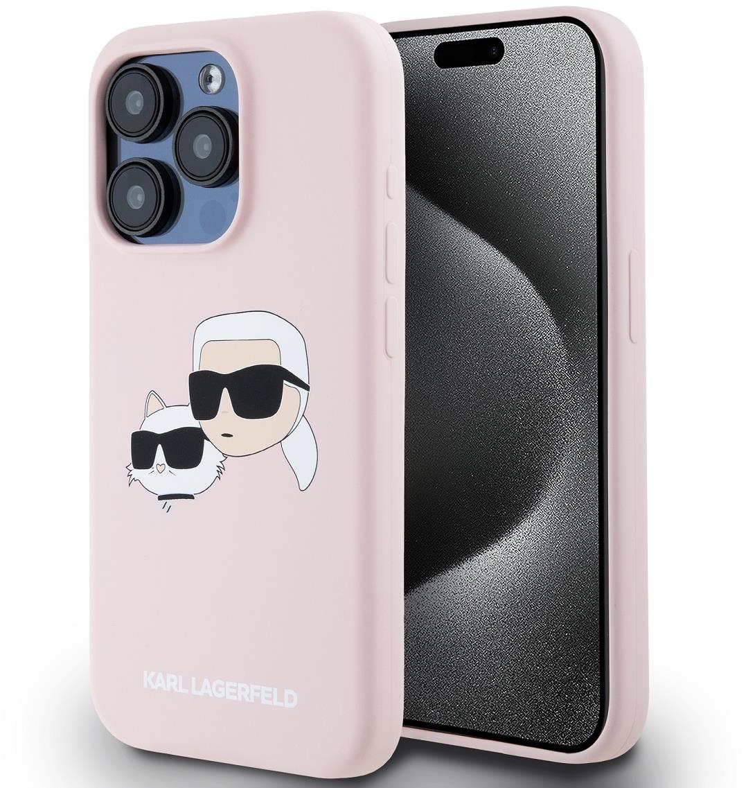 Karl Lagerfeld Liquid Silicone Double Heads MagSafe Zadní Kryt pro iPhone 15 Pro Max Pink