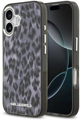 Karl Lagerfeld IML Leopard MagSafe Zadní Kryt pro iPhone 17 Grey