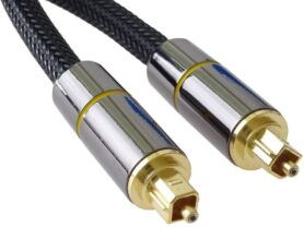 PremiumCord Optický audio kabel Toslink, OD:7mm, Gold-metal design + Nylon 2m